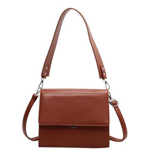 Load image into Gallery viewer, Ladies Flap Shoulder Bag Wide Strap Ladies Messenger Bag Solid Color Leather Retro Styling Bag Double Layer Women&#39;s Bag