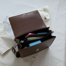Load image into Gallery viewer, Ladies Flap Shoulder Bag Wide Strap Ladies Messenger Bag Solid Color Leather Retro Styling Bag Double Layer Women&#39;s Bag