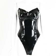 Load image into Gallery viewer, Ladies New Summer Skinny Bodysuit PU Leather Strapless Slim Bodycon 2021 Sexy Women Fashion Solid High Waist Rompers