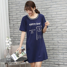 Load image into Gallery viewer, Ladies Sexy Cotton Night Dress Short Sleeve Nighties O-Neck Nightgown Plus Size Nightdress Cartoon Sleepwear Nightwear For Women