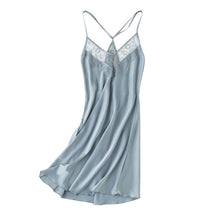 Load image into Gallery viewer, Ladies Sexy Silk Satin Night Dress Sleeveless Nighties V-neck Nightgown Nightdress Lace Sleepwear Nightwear for Women M-XL F156