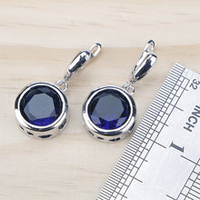 Load image into Gallery viewer, Ladies Silver 925 Jewelry Sets For Women 2018  Blue Cubic Zirconia Rings/Bracelets/Earrings/Pendant Necklace Set Free Gift Box