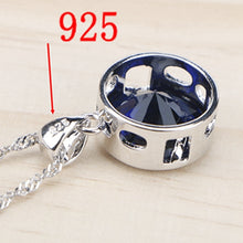 Load image into Gallery viewer, Ladies Silver 925 Jewelry Sets For Women 2018  Blue Cubic Zirconia Rings/Bracelets/Earrings/Pendant Necklace Set Free Gift Box