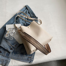 Load image into Gallery viewer, Ladies Simple Large Bags Fashion Casual Bucket Bags Solid Color Leather Ladies Bags Wide Straps Shoulder Bags Messenger Bags