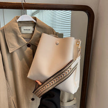 Load image into Gallery viewer, Ladies Simple Large Bags Fashion Casual Bucket Bags Solid Color Leather Ladies Bags Wide Straps Shoulder Bags Messenger Bags