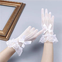 Load image into Gallery viewer, Lady Mesh Fishnet Gloves Sexy Lace Bowknot Wrist Summer Sunscreen Driving Evening Party Women Gloves Black White New