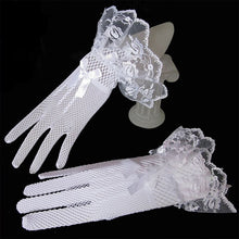Load image into Gallery viewer, Lady Mesh Fishnet Gloves Sexy Lace Bowknot Wrist Summer Sunscreen Driving Evening Party Women Gloves Black White New