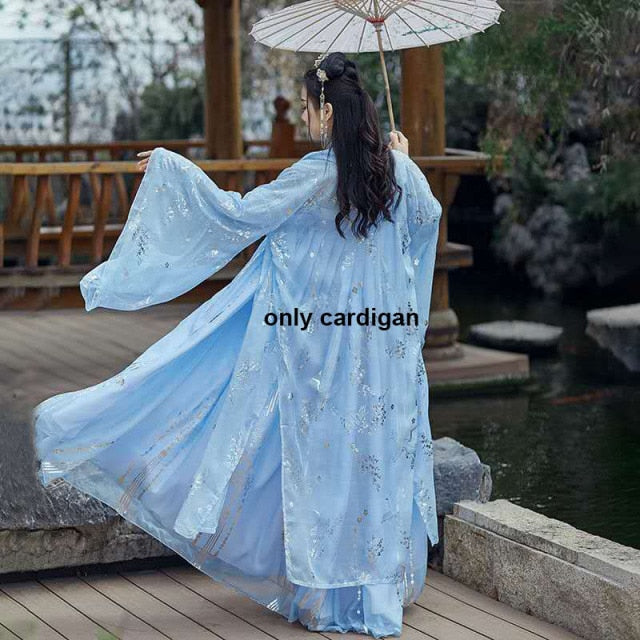 Large Plus Size Female Hanfu Chinese Princess Dress Women Fantasia Kimono Cardigan and Dress Carnival Costume Outfit for Lady