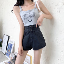 Load image into Gallery viewer, Large size double waist denim ultra short pants female fat mm summer Hong Kong flavor high waist slim long leg wide hot pants