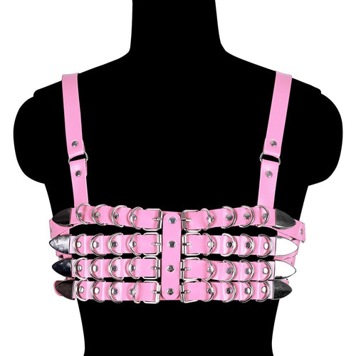Learther Underwear Tops Cage Bra Pastel Gothic Bondage Body Harness Cage Goth Sexy Lingerie Bra Fetish Body Harness Belt Rave