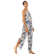 Load image into Gallery viewer, Leaves Printed Pajamas Set Buttons Sexy Sleepwear Suit  Top with Pant Comfortable Leisure Wear Summer Holiday Homedress