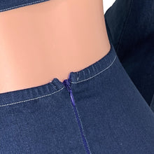 Load image into Gallery viewer, Leisure Two-piece Outdoor Suit Sexy Button Trumpet Sleeves Women&#39;s Sets Zipper Denim Skirt Fashion Women Party Office Dress