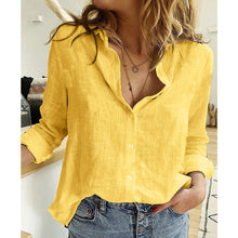 Load image into Gallery viewer, Leisure White Yellow Shirts Button Lapel Cardigan Top Lady Loose Long Sleeve Oversized Shirt Womens Blouses Spring Blusas Mujer