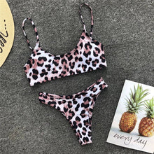 Load image into Gallery viewer, Leopard Thong Swimsuit Women 2020 Sexy Bikini Set Print Push up Swimwear Female Brazilian Bikini Set Biquini Bathing Suit