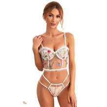 Load image into Gallery viewer, Leqemao Lingerie Lace Babydoll 2 Piece Sexy Bra and Panty Sets