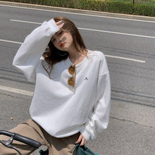 Load image into Gallery viewer, Letter Printing Round Neck Batwing Sleeve Women Hoodie Solid Loose Long Sleeved Sweater 2022 Spring New Street Style Pullover