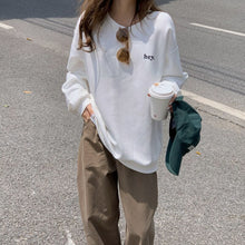 Load image into Gallery viewer, Letter Printing Round Neck Batwing Sleeve Women Hoodie Solid Loose Long Sleeved Sweater 2022 Spring New Street Style Pullover