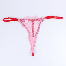 Load image into Gallery viewer, Lingerie Sexy Ruffled Bandage Patchwork Underwear Sex Suit 3-Piece Underwire Transparent Lace Ribbon Bra Garters Exotic Sets