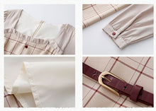 Load image into Gallery viewer, Literary Retro Plaid Women Elegant Dress Female Fall 2021 Ruffled Square Collar Sexy Long Sleeve Fashion French  Vestido Midi