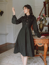Load image into Gallery viewer, Literature and Art Retro French Lace Long Sleeve Vestidos de mujer Autumn Design Elegant Midi Dress Ladies Black Casual Dresses