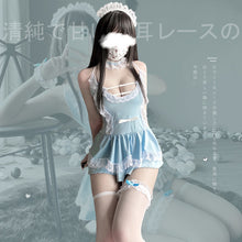 Load image into Gallery viewer, Lolita Blue Maid Outfit Cute Lace Satin Sexy Lingerie for Women Kawaii Dress Role Play Cosplay Costumes Waiter Servant Uniform