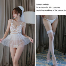 Load image into Gallery viewer, Lolita Bride Sweet Wedding  Mesh Kawaii Lingerie Princess Uniform Girl Sexy Fluffy Suspender Perspective Veil,Skirt,panties suit
