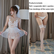 Load image into Gallery viewer, Lolita Bride Sweet Wedding  Mesh Kawaii Lingerie Princess Uniform Girl Sexy Fluffy Suspender Perspective Veil,Skirt,panties suit