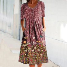 Load image into Gallery viewer, Long Dress Women 2021 Summer Fashion Cotton Floral 3D Printed O-Neck Short Sleeve Casual Dress Vestido De Mujer