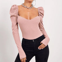 Load image into Gallery viewer, Long Puff Sleeve Women&#39;s Blouse Slim Sexy Square Collar Blouses Women 2021 Autumn New Streetwear Fashion Elegant Top Female