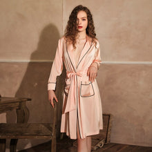 Load image into Gallery viewer, Long Satin Robe Female Intimate Lingerie Sleepwear Silky Bridal Wedding Gift Kimono Bathrobe Gown Nightgown Sexy Nightwear