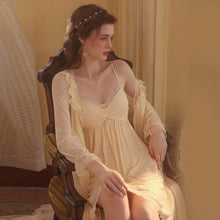 Load image into Gallery viewer, Long Silk Robes for Women Sleepwear Victorian Dress Pamajas Set Lace Nightgown Camisole Backless Sleep Tops Sexy Lingerie 2022