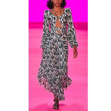 Load image into Gallery viewer, Long Sleeve Beach Dresses Summer 2021 Lantern sleeve Deep V-Neck Swimwear Floral beach cover ups Women Kimono Bathingsuit Boho