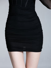 Load image into Gallery viewer, Long Sleeve Bodycon Dress Halter Boning Corset Dress Sexy Mesh Evening Night Club Party Dress Mini Autumn Dress Women 2022 Lined