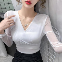 Load image into Gallery viewer, Long Sleeve Red Blouse Tops Blouse Women Blusas Mujer De Moda 2021 Embroidery V-Neck Chiffon Blouse Shirt Women Blouses tops