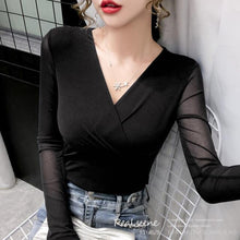 Load image into Gallery viewer, Long Sleeve Red Blouse Tops Blouse Women Blusas Mujer De Moda 2021 Embroidery V-Neck Chiffon Blouse Shirt Women Blouses tops