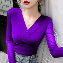 Load image into Gallery viewer, Long Sleeve Red Blouse Tops Blouse Women Blusas Mujer De Moda 2021 Embroidery V-Neck Chiffon Blouse Shirt Women Blouses tops