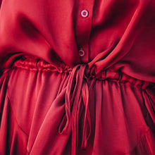 Load image into Gallery viewer, Long Sleeve Vintage Women Shirt Dress 2021 Spring Summer Drawstring A Line Mini Dress Elegant Ladies Office Dresses Party Dress