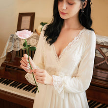 Load image into Gallery viewer, Long White Nightgowns Ladies Vintage Palace Style Lace Nightdress Sexy Women Sleepshirts Elegant Dress Sleepwear Home Clothing