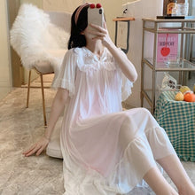 Load image into Gallery viewer, Long White Sleepwear Lace Sexy Women Negligee Vintage Ladies Elegant Japanese Nightgowns Sexy Hot Erotic Homewear Suit Pink