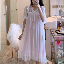 Load image into Gallery viewer, Long White Sleepwear Lace Sexy Women Negligee Vintage Ladies Elegant Japanese Nightgowns Sexy Hot Erotic Homewear Suit Pink