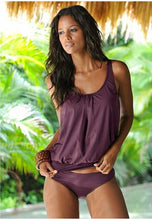 Load image into Gallery viewer, Loose Swimsuit Two-piece Nylon Solid Color Women&#39;s Tank Top Swimsuit with Bottom Shorts Bathing Suit Women Bikini Set Swimwear