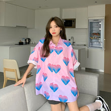 Load image into Gallery viewer, Love Gradient Fresh Button Up Female Shirts Tops For Women Plus Size Summer Top Boho Clothing Oversized Cardigan Korean Fashion