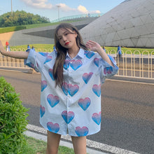 Load image into Gallery viewer, Love Gradient Fresh Button Up Female Shirts Tops For Women Plus Size Summer Top Boho Clothing Oversized Cardigan Korean Fashion