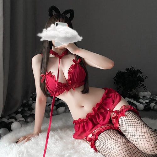 Lovely Maid Uniform Japanese Cosplay Sexy Lingerie Erotic Lace Chiffon Underwear Costumes Servant Classical Outfit for Women