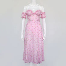 Load image into Gallery viewer, Low Cut Night Party Sexy Dresses For Women Long Printed Pink Dress Robe Short Sleeve High Waist Summer Dresses Vestidos 2021 New
