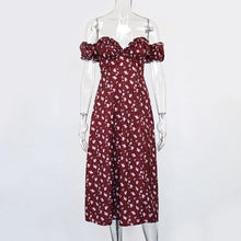 Load image into Gallery viewer, Low Cut Night Party Sexy Dresses For Women Long Printed Pink Dress Robe Short Sleeve High Waist Summer Dresses Vestidos 2021 New