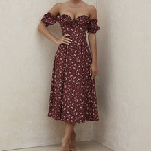 Load image into Gallery viewer, Low Cut Night Party Sexy Dresses For Women Long Printed Pink Dress Robe Short Sleeve High Waist Summer Dresses Vestidos 2021 New