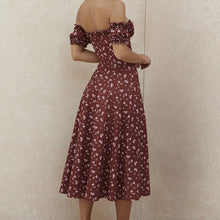 Load image into Gallery viewer, Low Cut Night Party Sexy Dresses For Women Long Printed Pink Dress Robe Short Sleeve High Waist Summer Dresses Vestidos 2021 New