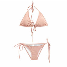Load image into Gallery viewer, Low Waist Bikini Set Sexy Micro Swimwear Solid Biquinis Women Two Pieces Swimsuit Bandage Bikini Halter Bathing Suit