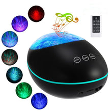 Load image into Gallery viewer, Lucky Stone Ocean Wave Projector Night Light Lamp Bluetooth Music Player Remote Control Colorful Led Projection Nightlight
